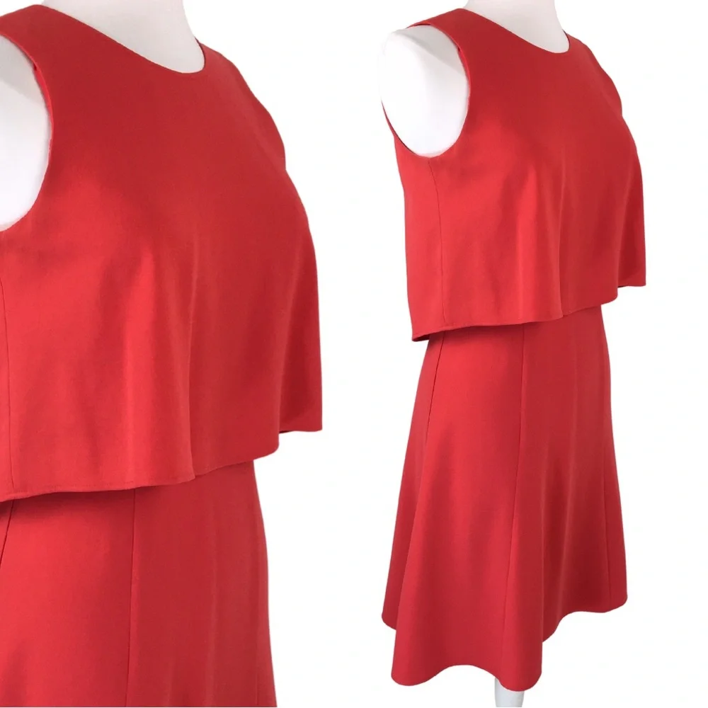 BCBGMaxAzria Mode Orange Coral Mod Tiered Open Back Retro Swing Dress size 6 - Picture 4 of 14